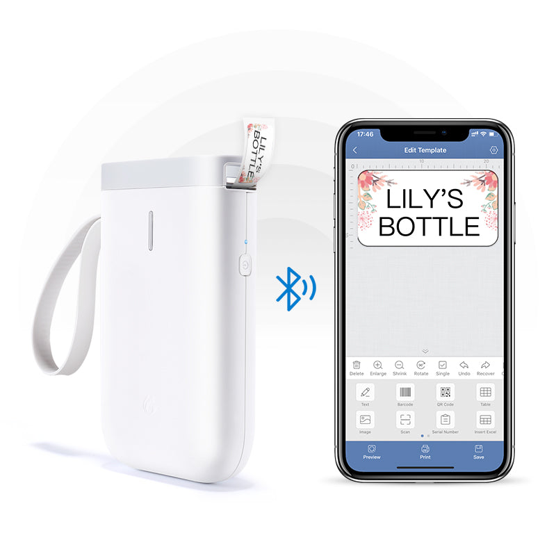 D11 Bluetooth Label Printer – Portable Inkless Thermal Label Maker
