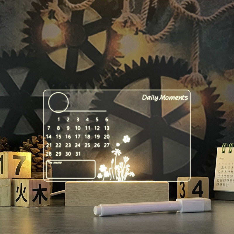 LED Acrylic Message Board Night Light with Pen 