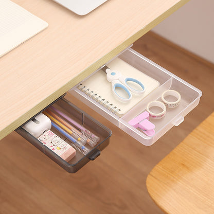 Mobile Small Drawer Can Be Pasted Under The Table Storage Box Hidden Desk Side Desktop Stationery Pencil Case Storage Basket Grid
