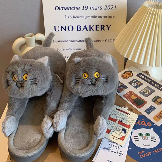 Cute Cat Plush Slippers